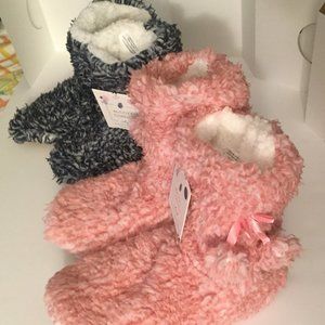 Sherpa Slipper Boot Size 6-7.5,8-9.5 Pink Blue Non-Slip Grips